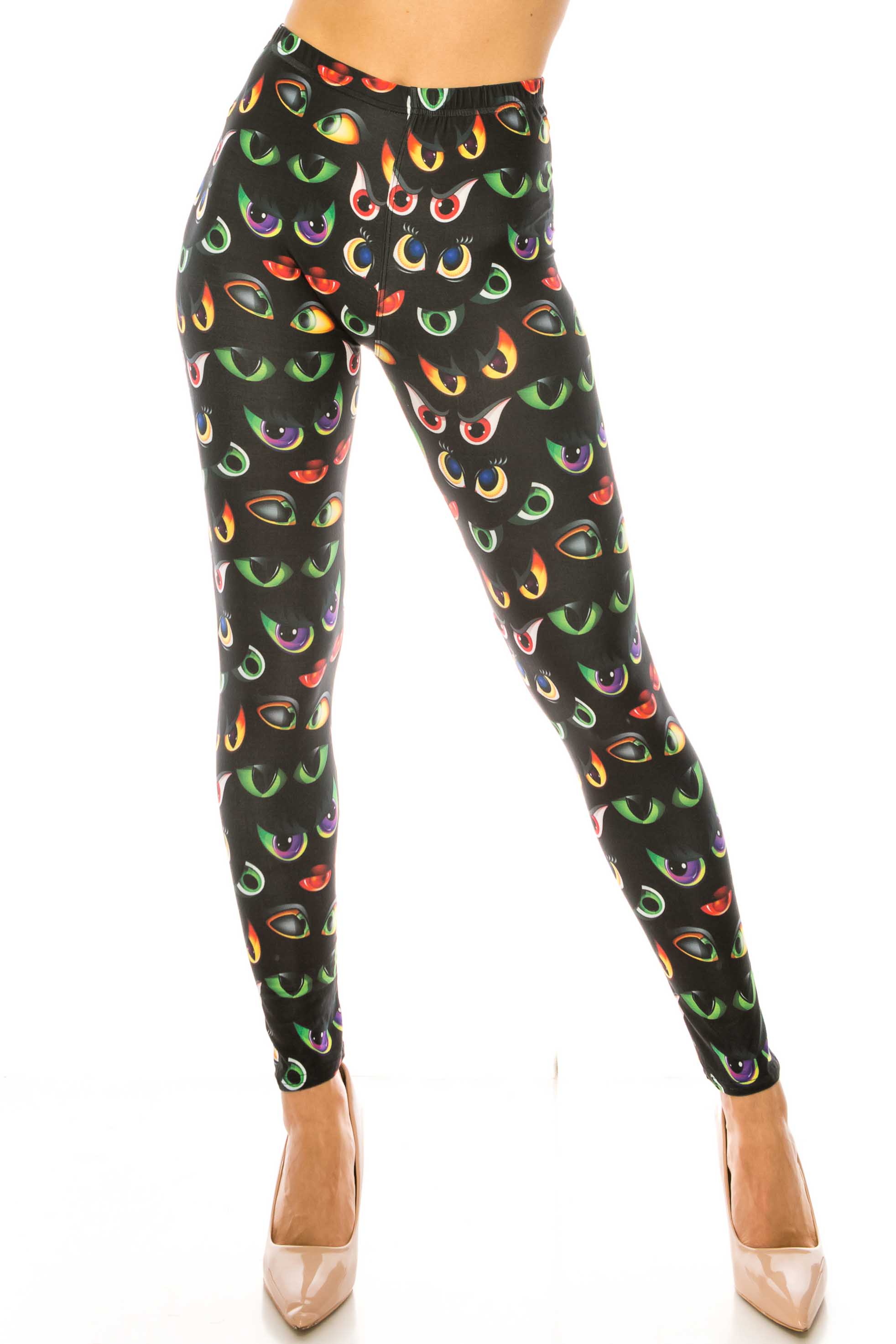 Creamy Soft Evil Cartoon Eyes Extra Plus Size Leggings - 3X-5X - USA Fashion™