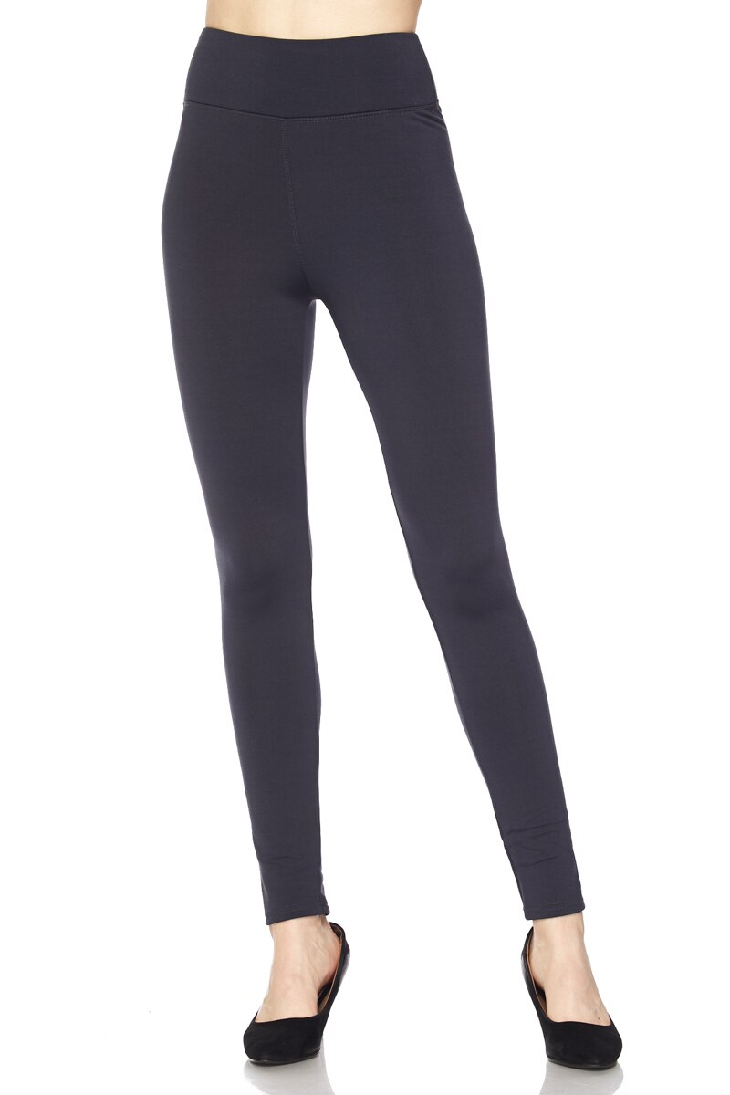 High Waisted Fleece Lined Plus Size Leggings - 3 Inch Waistband
