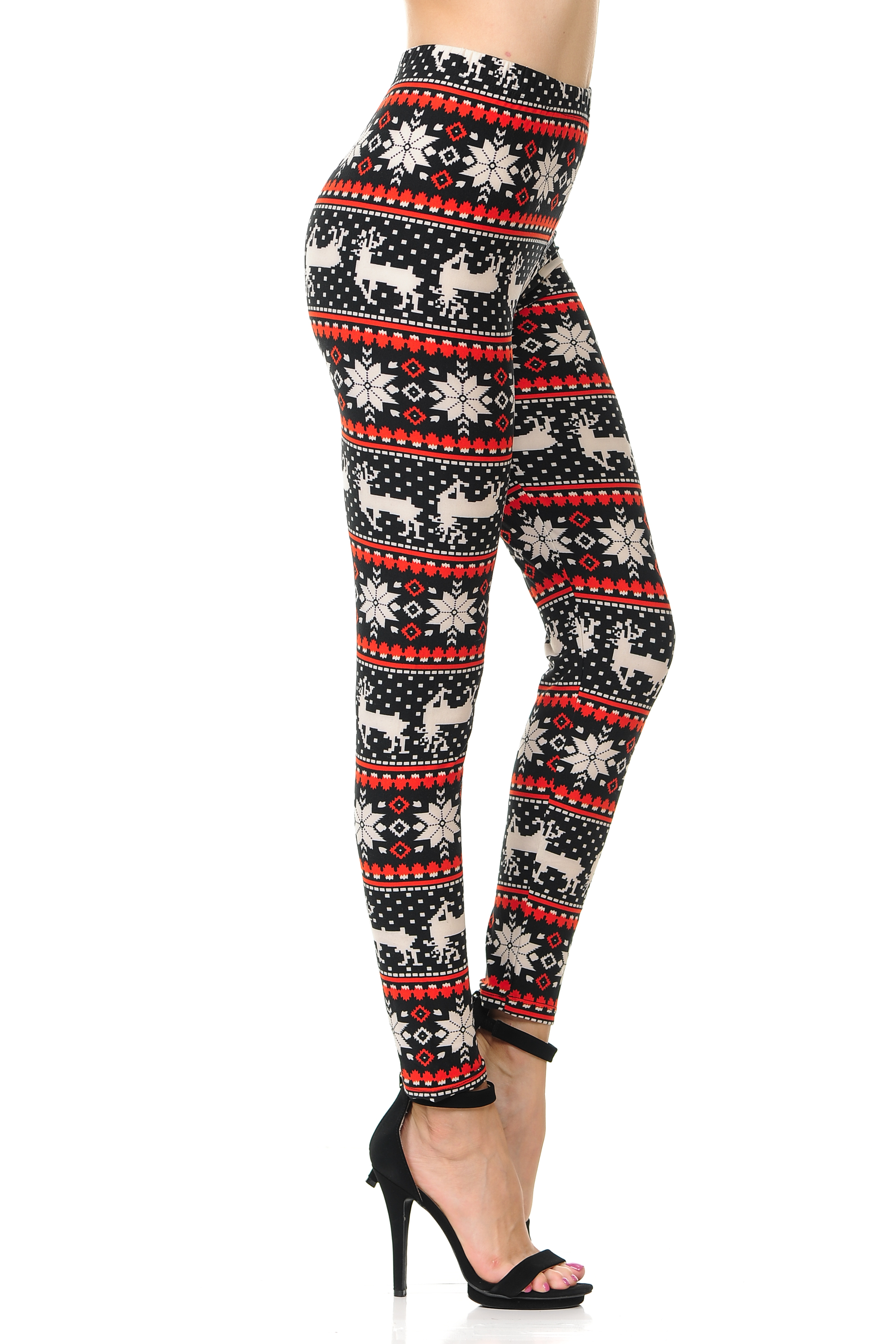 Buttery Smooth Snowflakes and Reindeer Christmas Plus Size Leggings