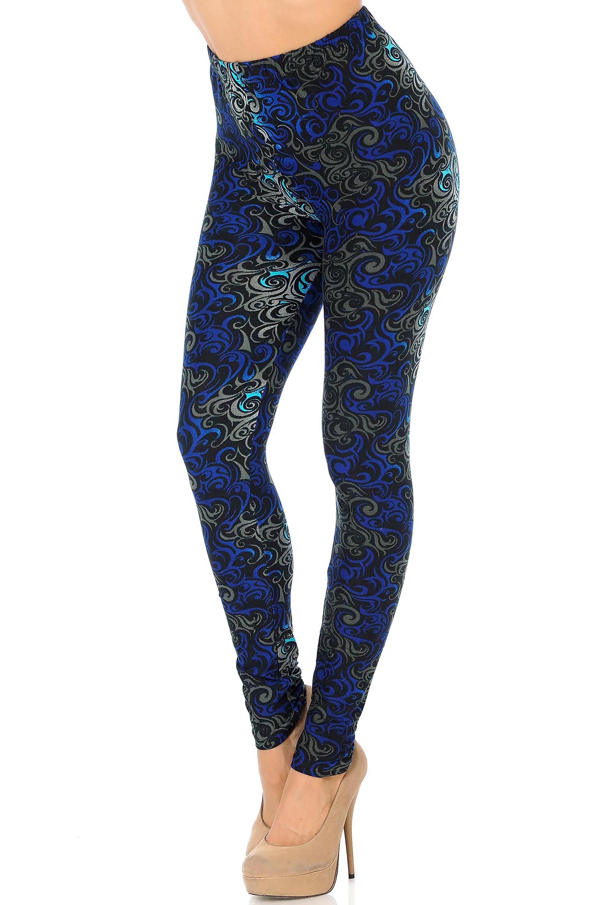 Buttery Smooth Blue Twisted Swirl Leggings