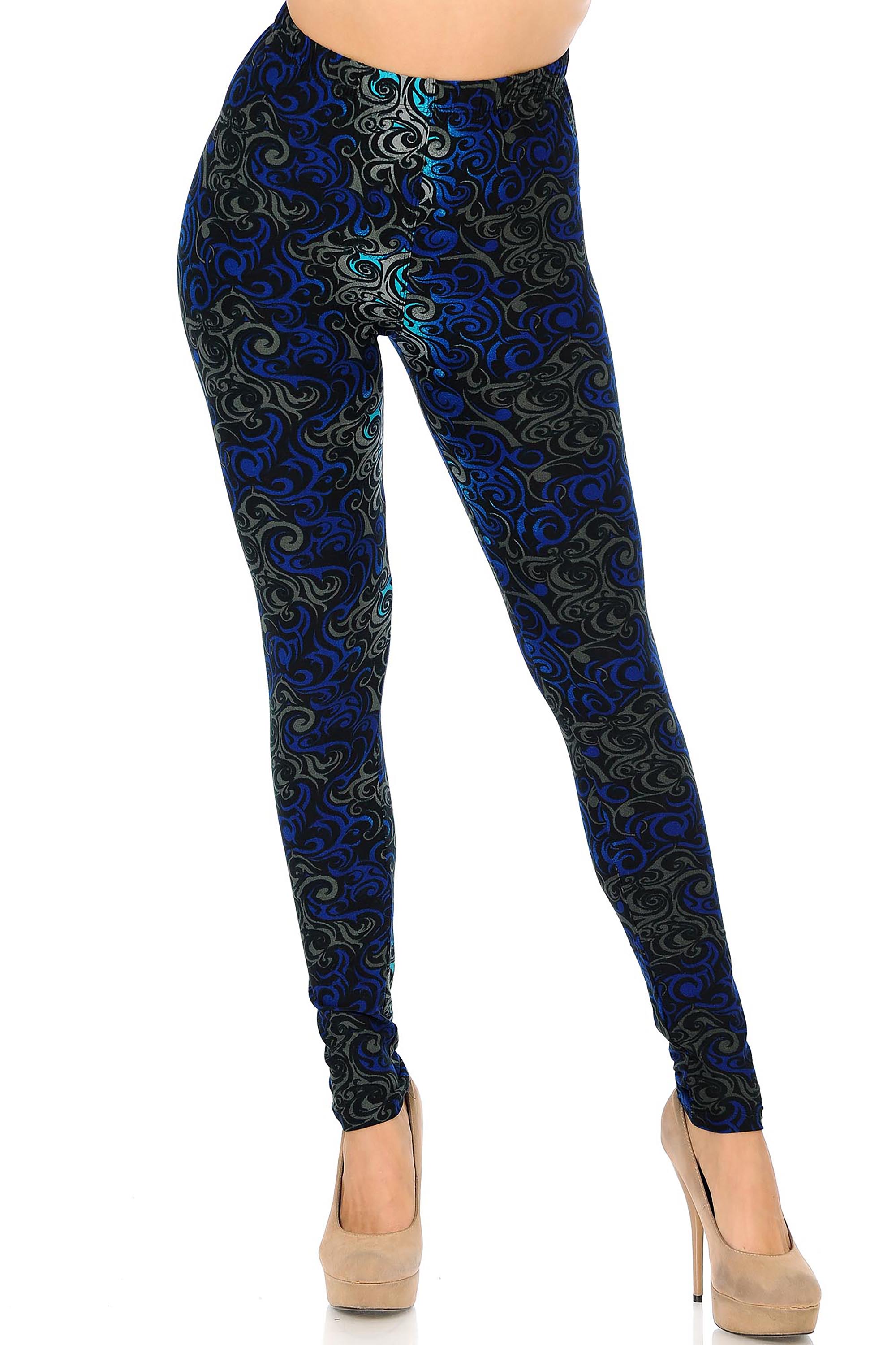 Buttery Smooth Blue Twisted Swirl Leggings