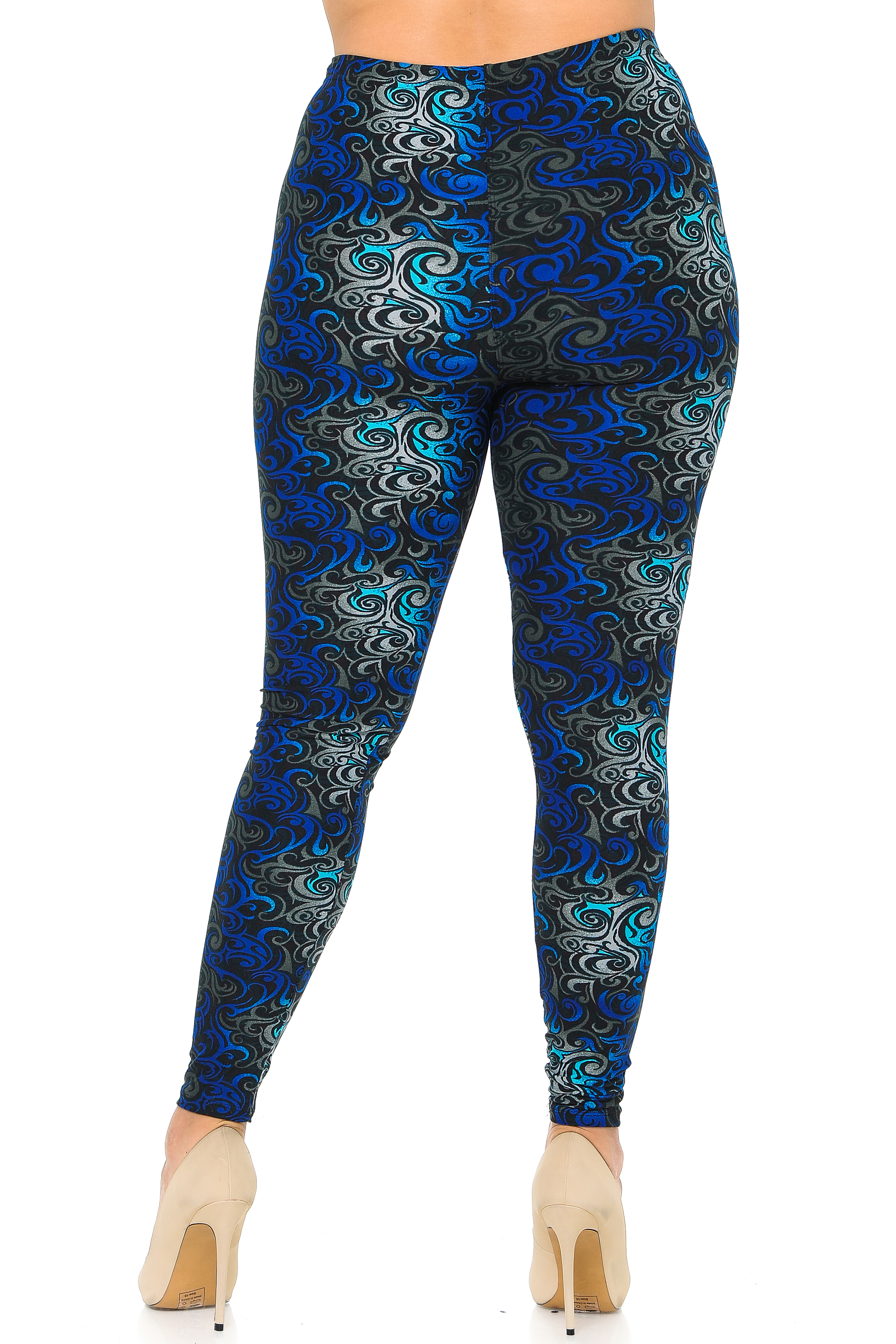 Buttery Smooth Blue Twisted Swirl High Waisted  Plus Size Leggings