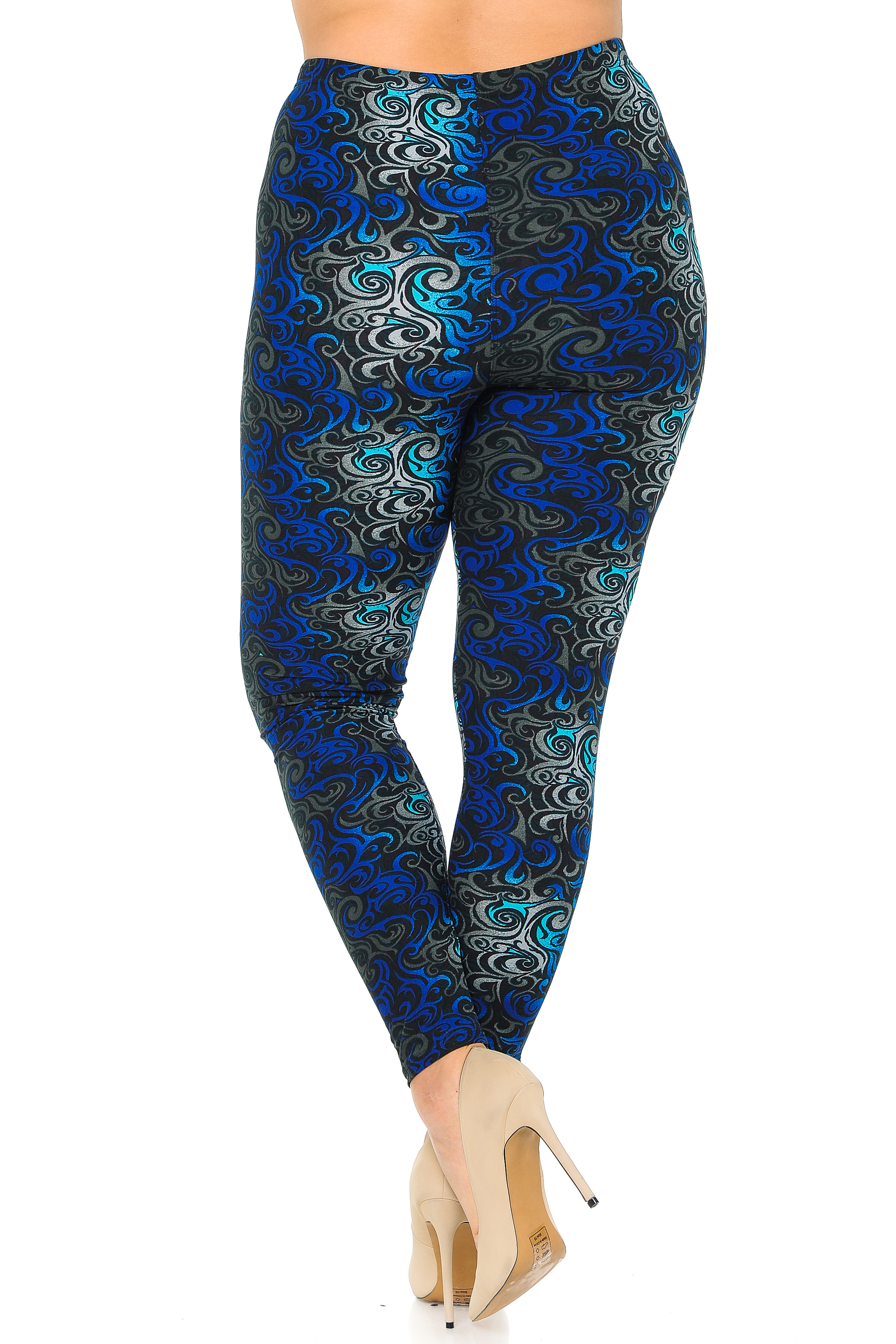 Buttery Smooth Blue Twisted Swirl High Waisted  Plus Size Leggings