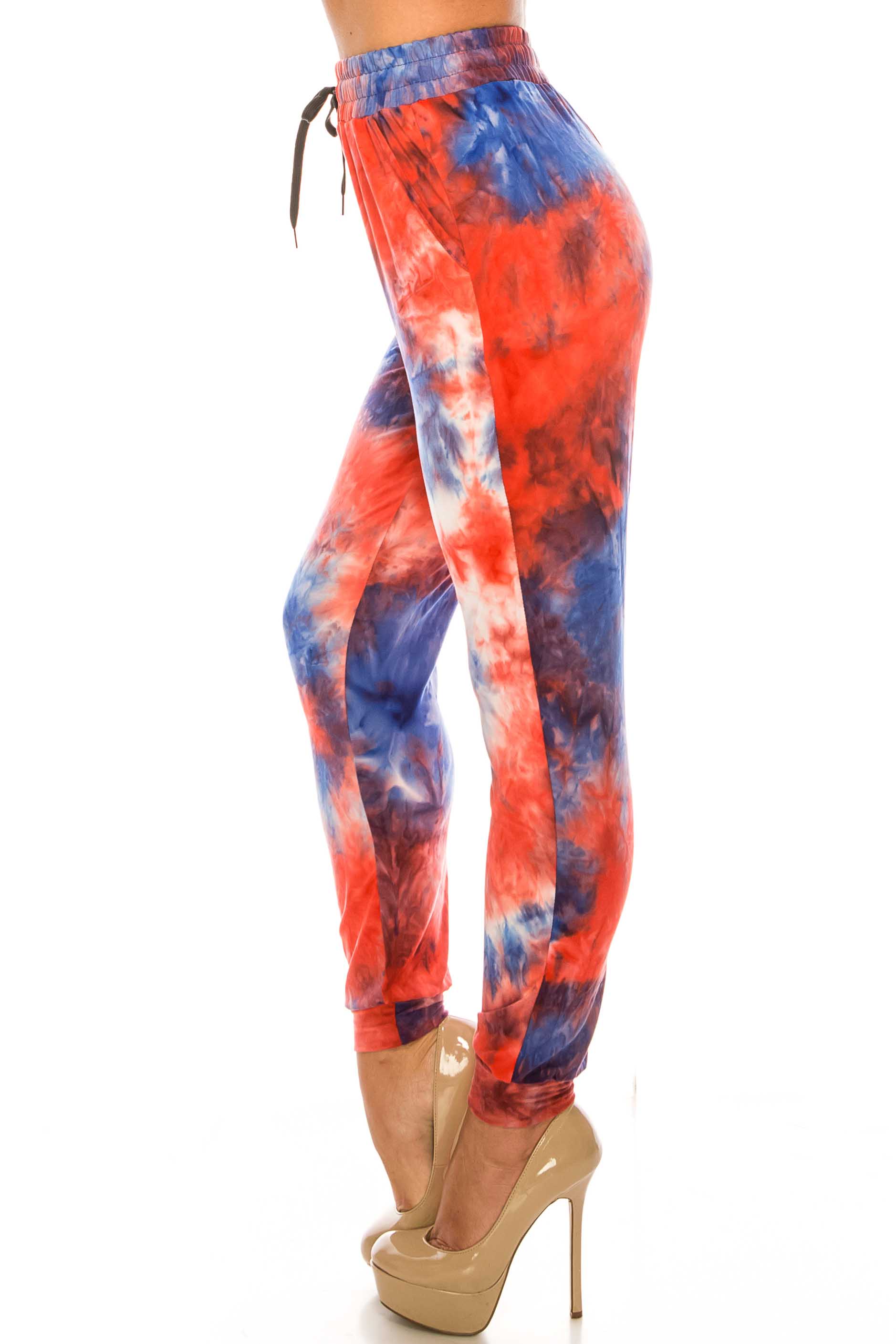 Buttery Soft Red and Blue Tie Dye Joggers