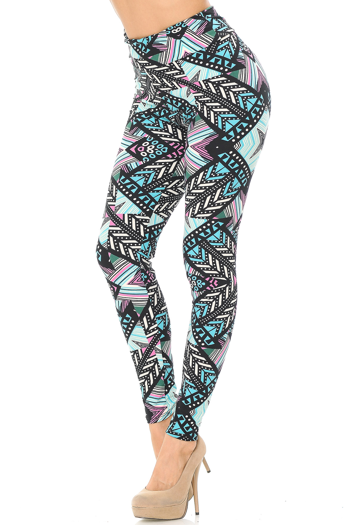 Buttery Smooth Melodic Emerald Tribal High Waisted Leggings