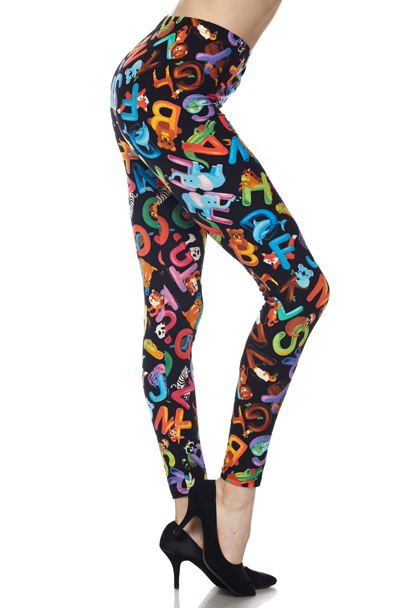 Buttery Smooth Animal Alphabet Extra Plus Size Leggings - 3X-5X