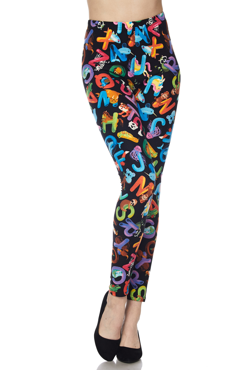 Buttery Smooth Animal Alphabet Plus Size Leggings - 3X-5X