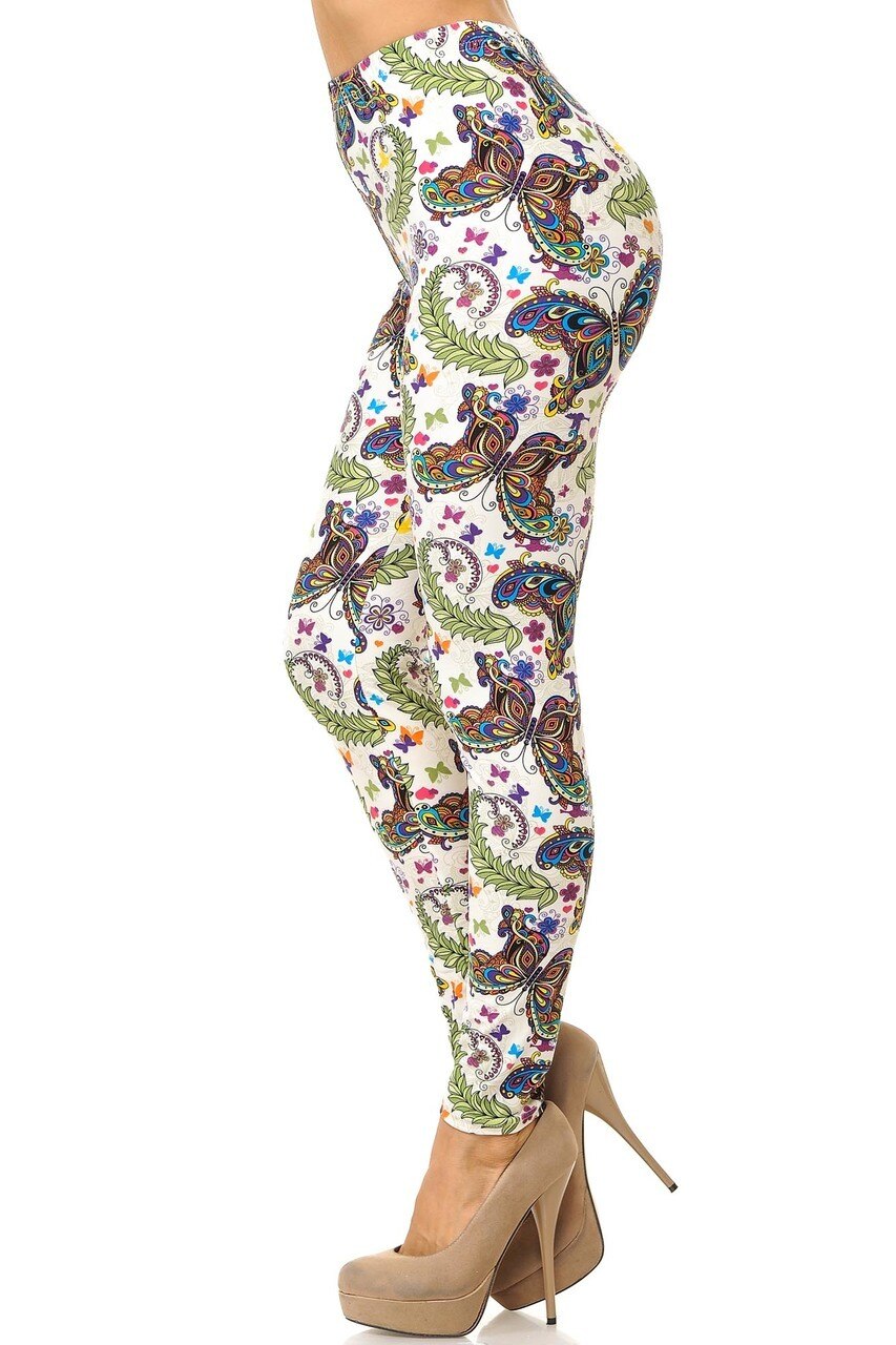Buttery Smooth Dainty Ivory Butterfly Leggings