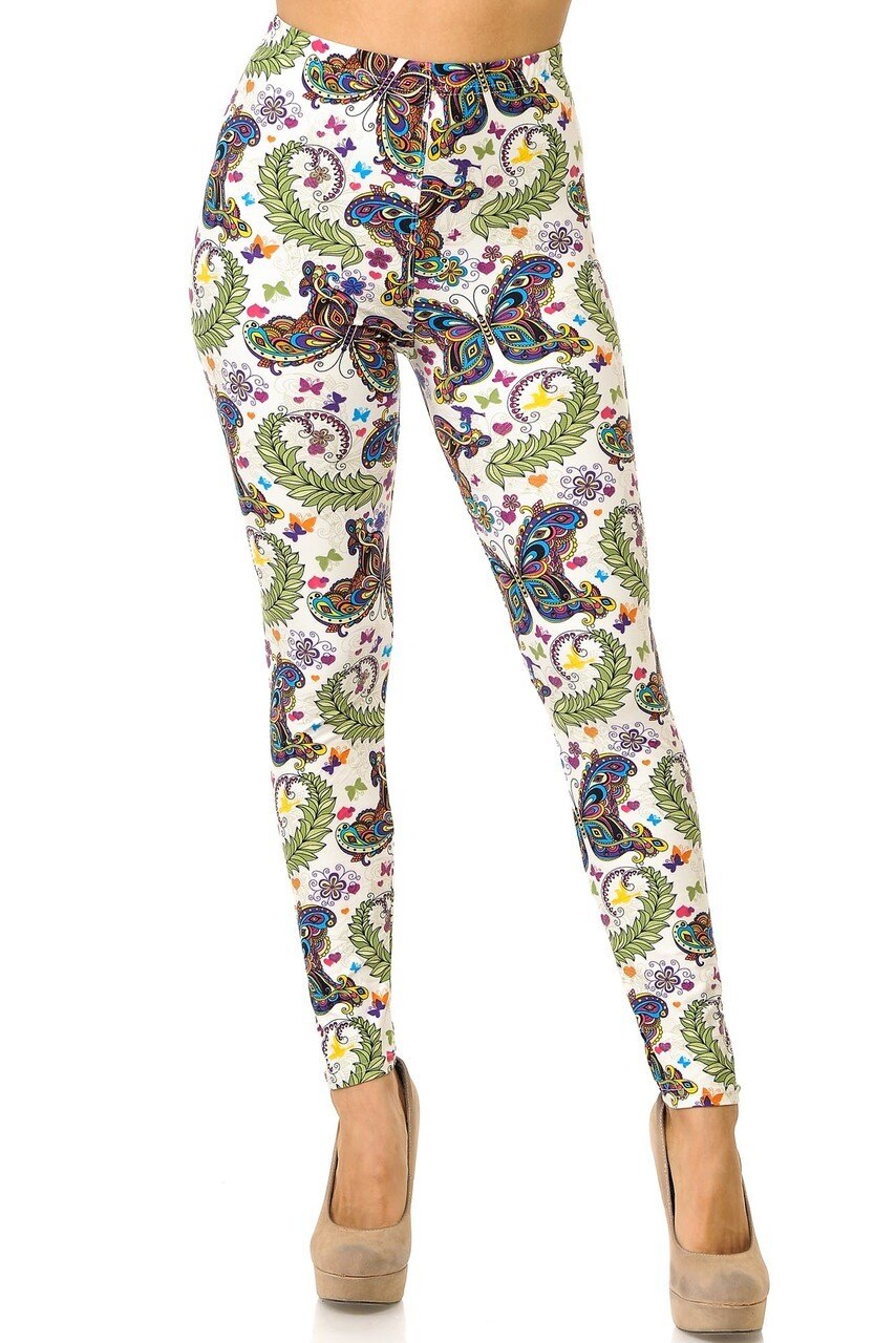 Buttery Smooth Dainty Ivory Butterfly Leggings