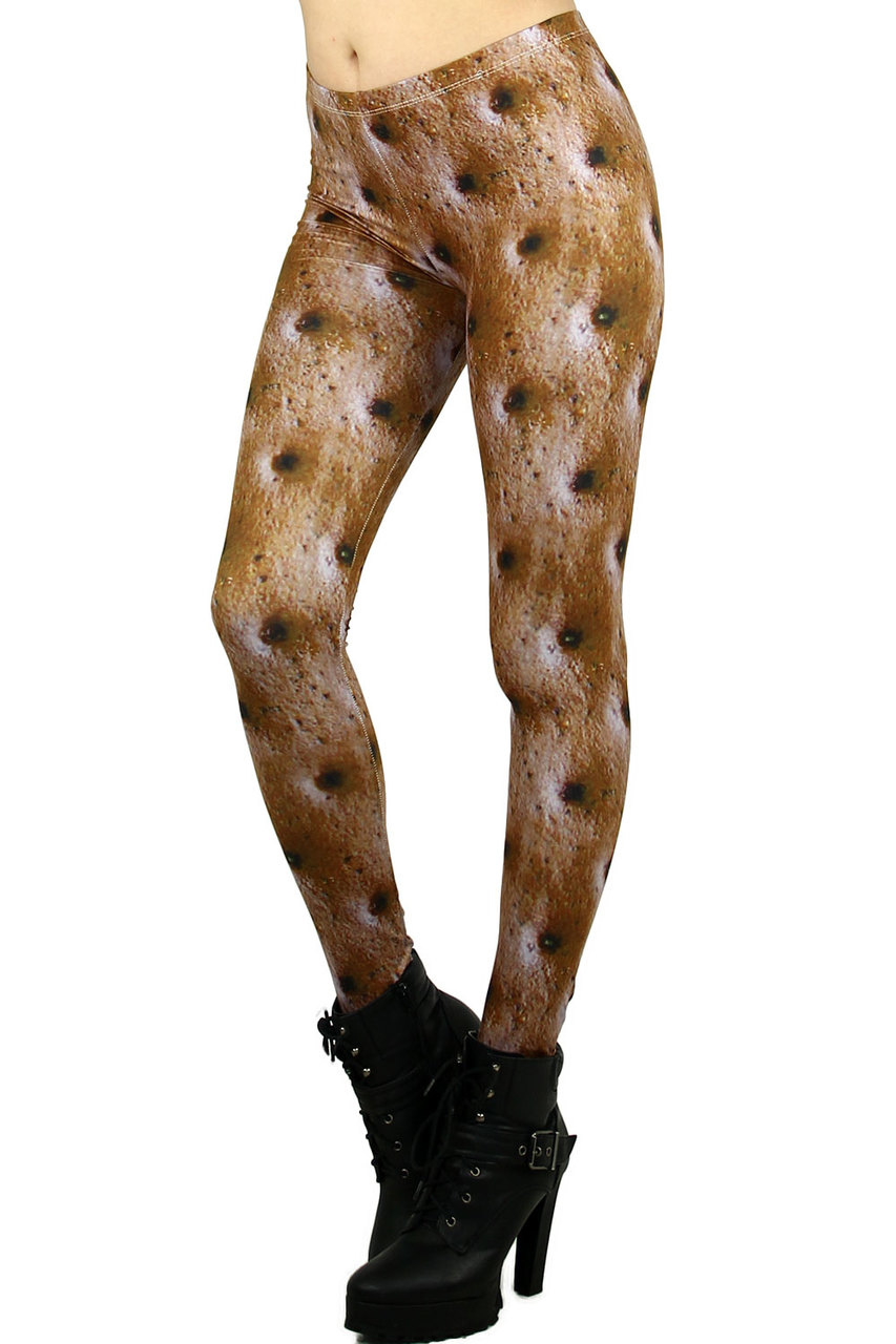 Left Side Image of Brushed Graphic Print Cookie Leggings