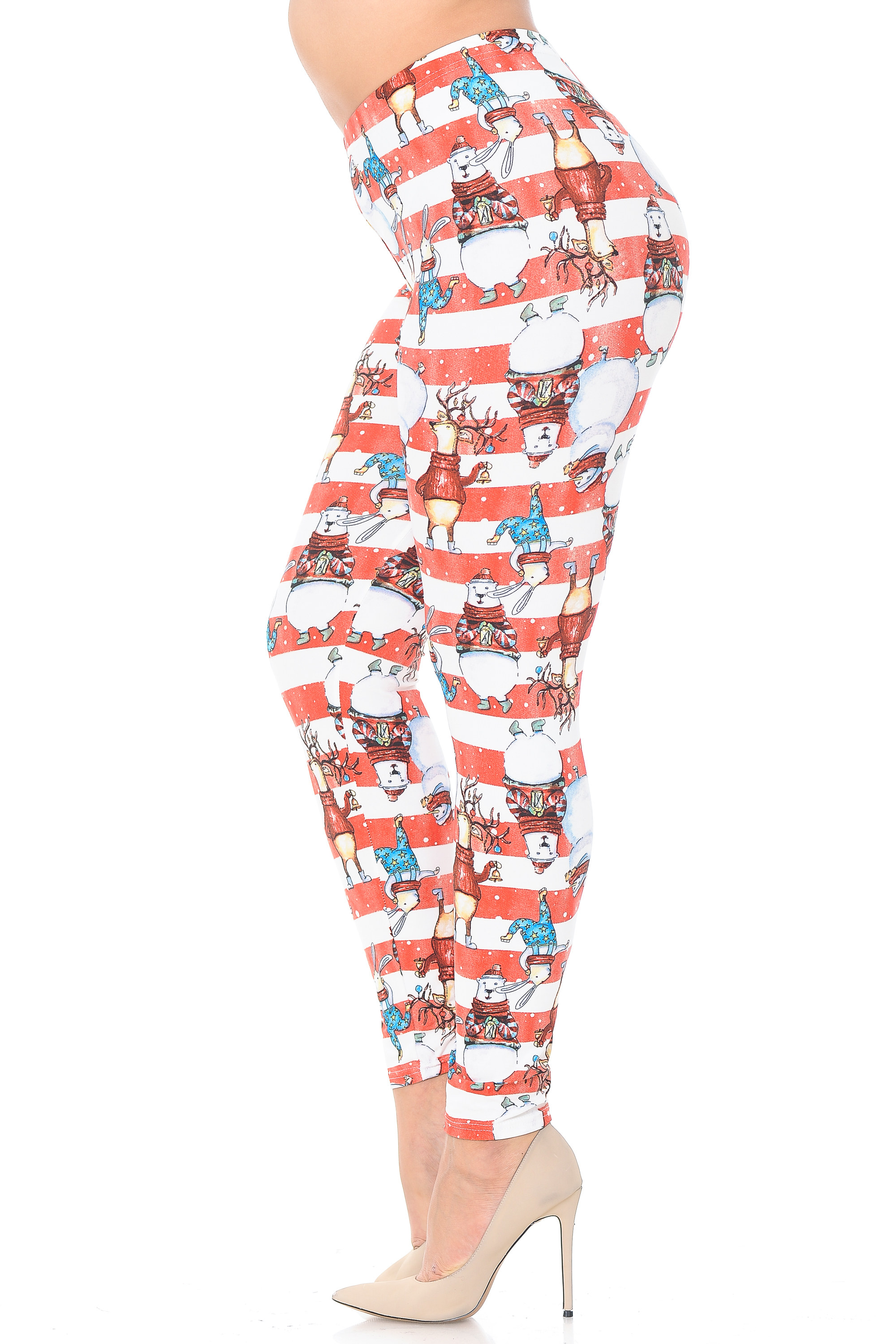 Buttery Smooth Vintage Christmas Figurine Extra Plus Size Leggings - 3X-5X