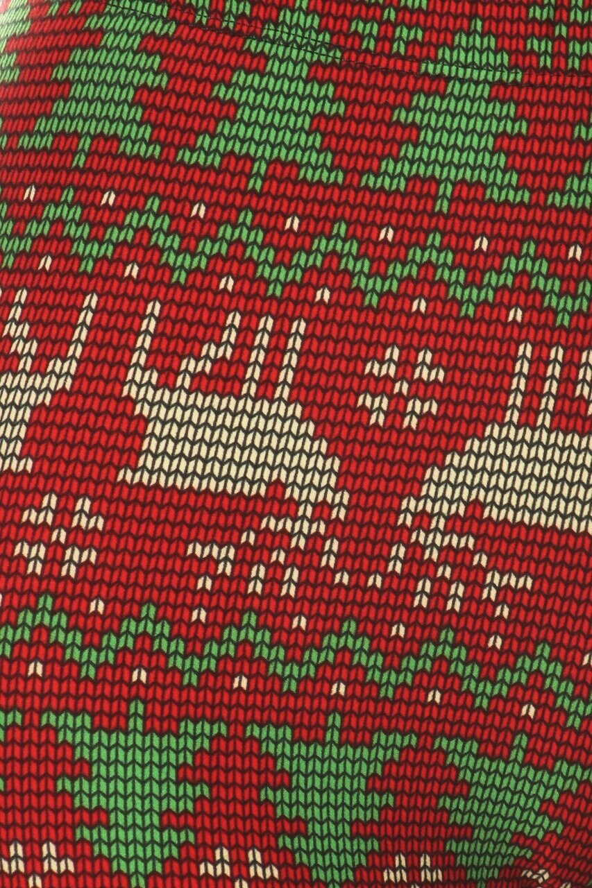 Buttery Smooth Faux Knit Reindeer and Holiday Tree Extra Plus Size Leggings - 3X-5X