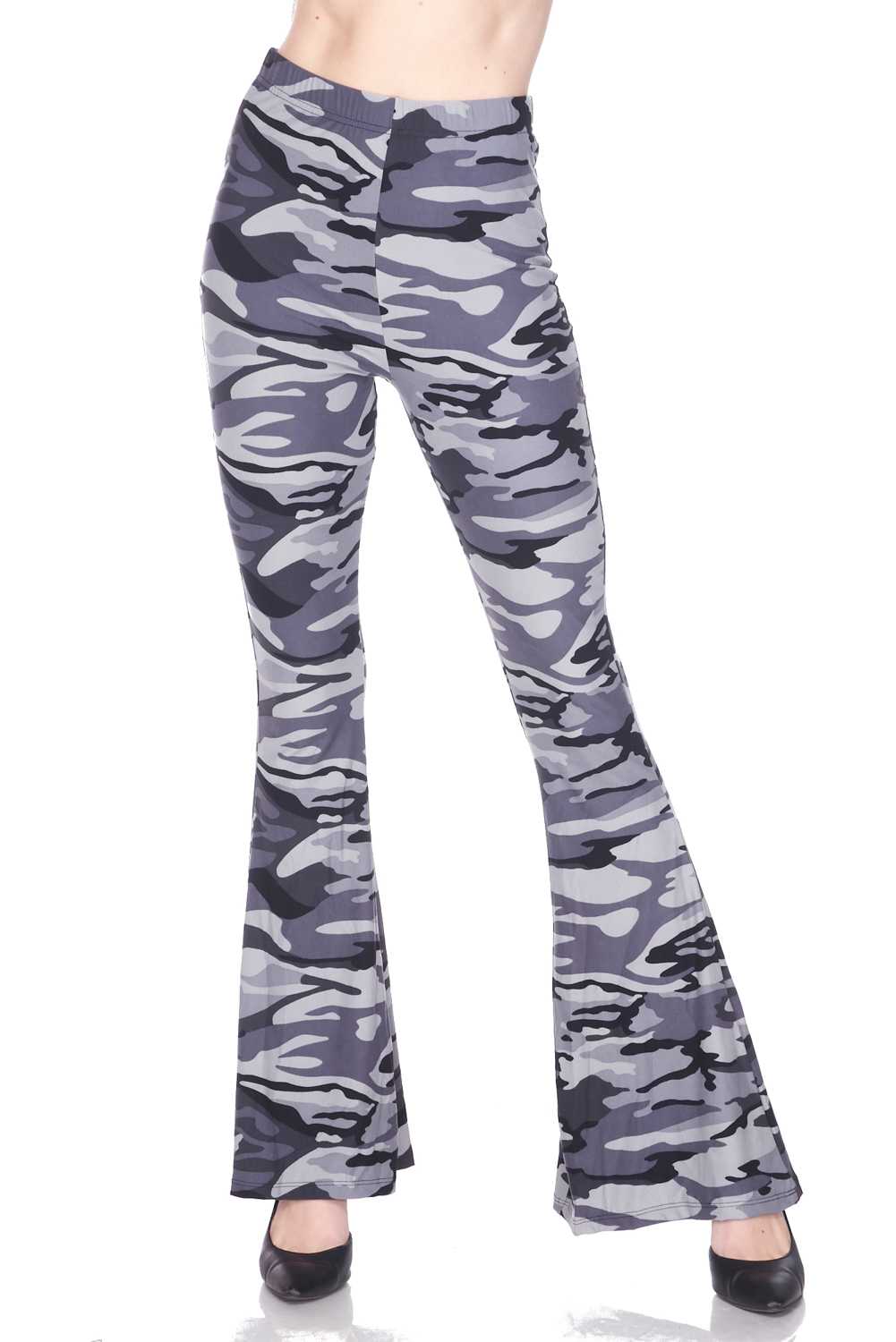 Buttery Soft Charcoal Camouflage Bell Bottom Leggings