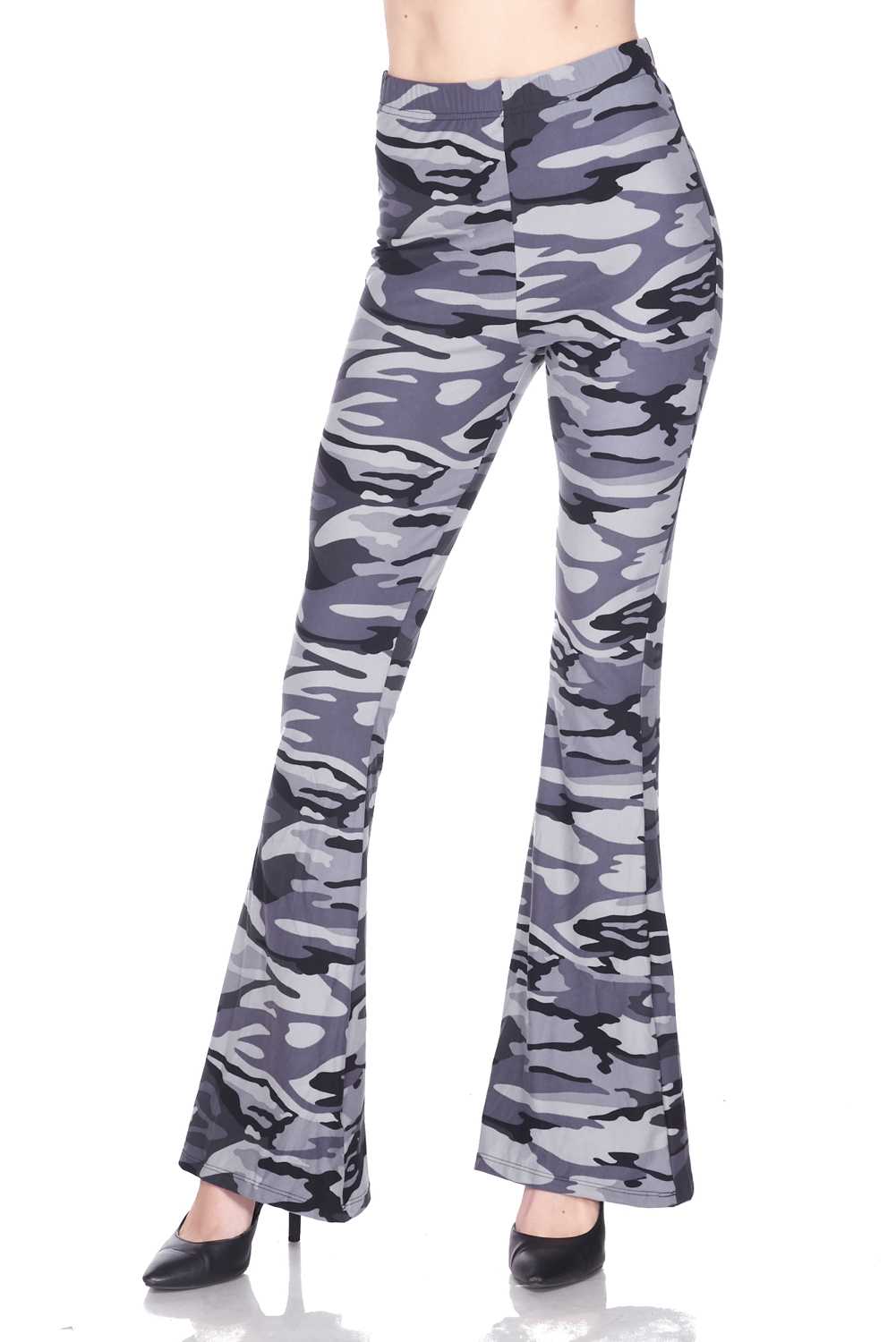 Buttery Soft Charcoal Camouflage Bell Bottom Leggings