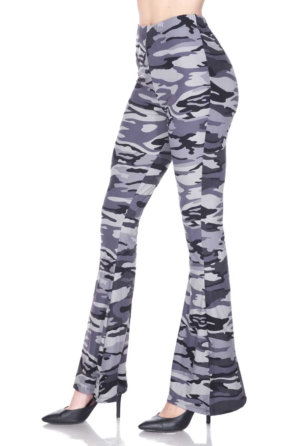 Buttery Soft Charcoal Camouflage Bell Bottom Leggings