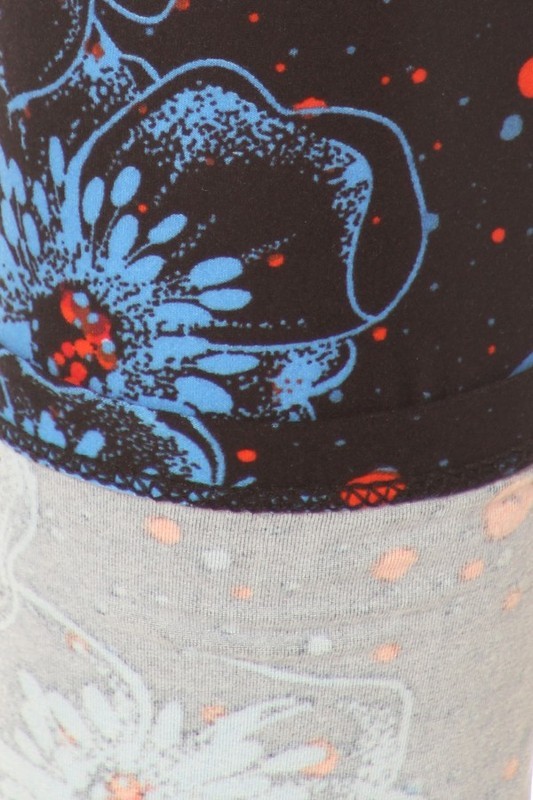 Buttery Smooth Blue Evening Bloom Floral Plus Size Leggings