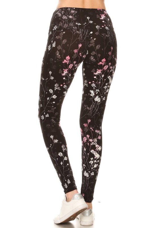 Buttery Smooth Dainty Floral Blossom Plus Size High Waist Leggings