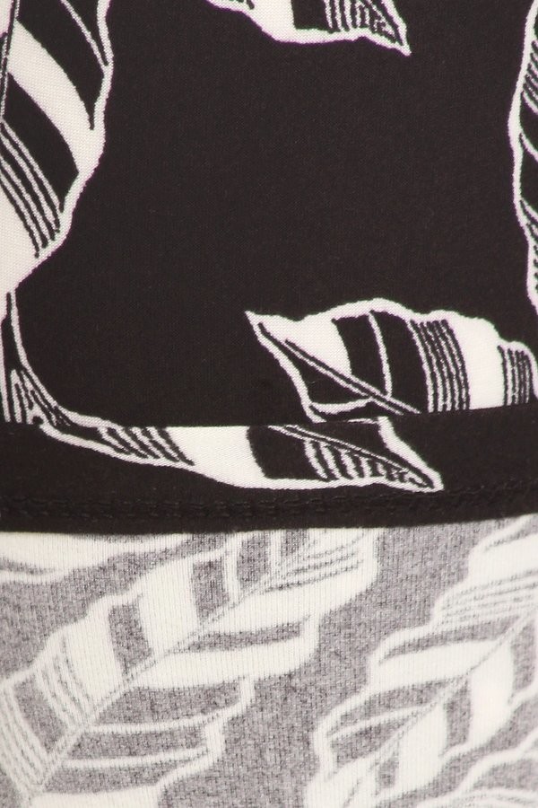 Buttery Smooth Black and White Leaves Plus Size Leggings