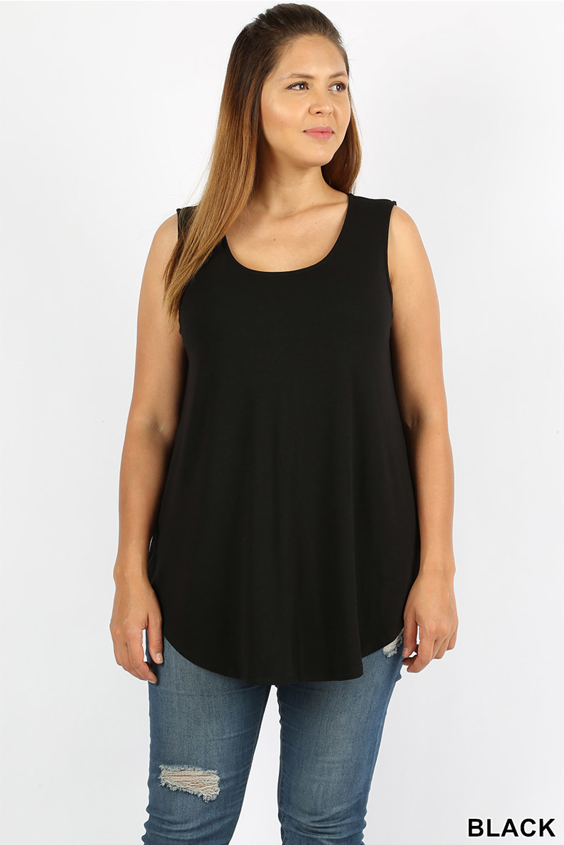 Premium Round Neck Round Hem Plus Size Tank Top