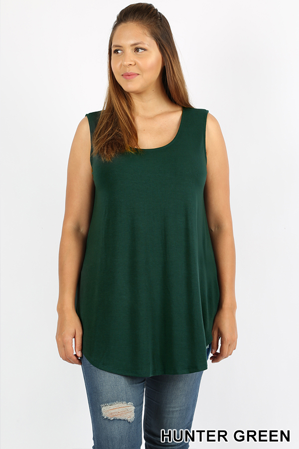 Premium Round Neck Round Hem Plus Size Tank Top