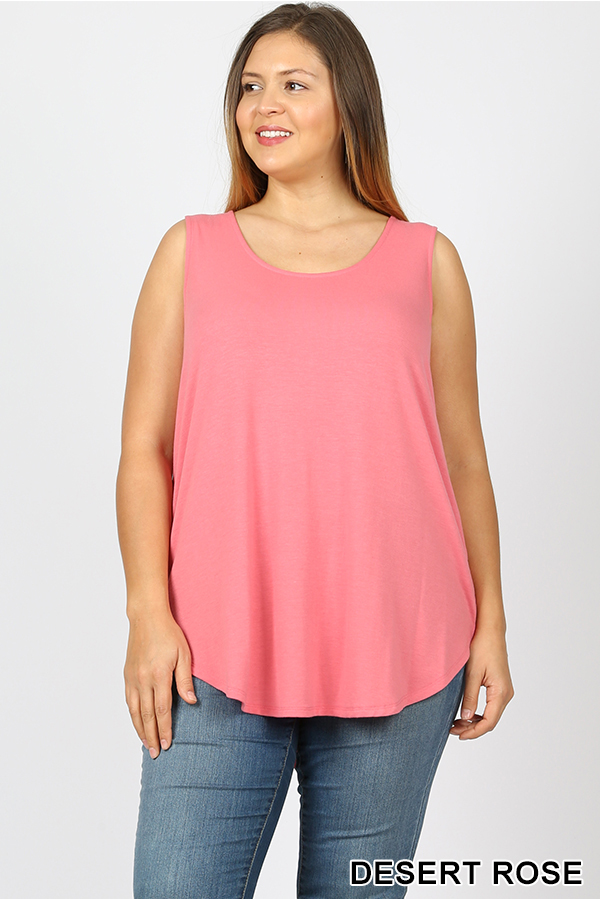 Premium Round Neck Round Hem Plus Size Tank Top