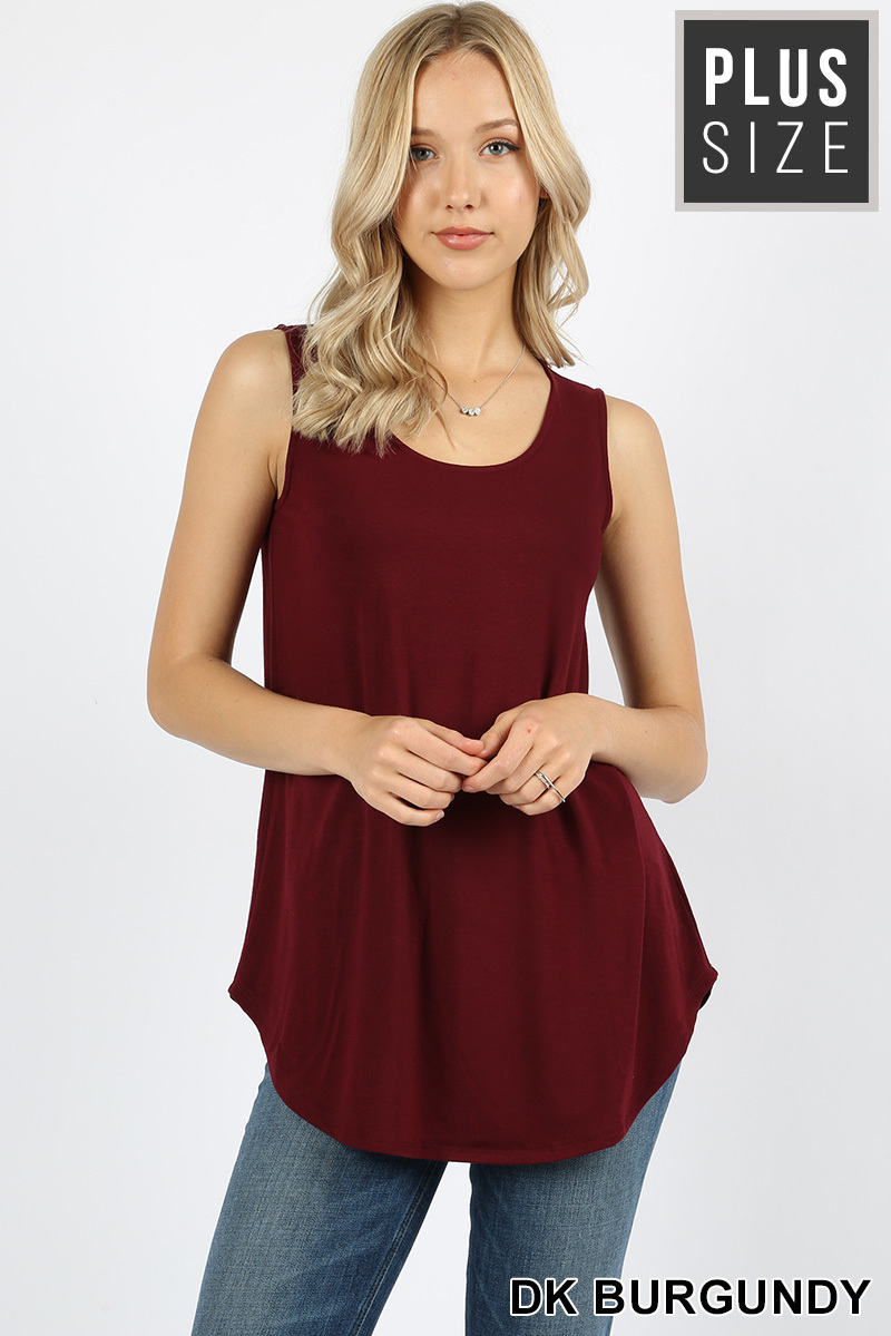Premium Round Neck Round Hem Plus Size Tank Top