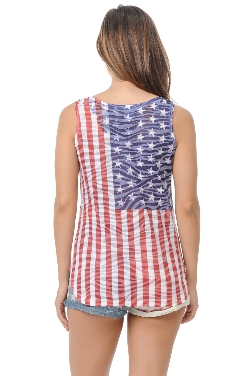Summer USA Flag Sublimation Tank Top