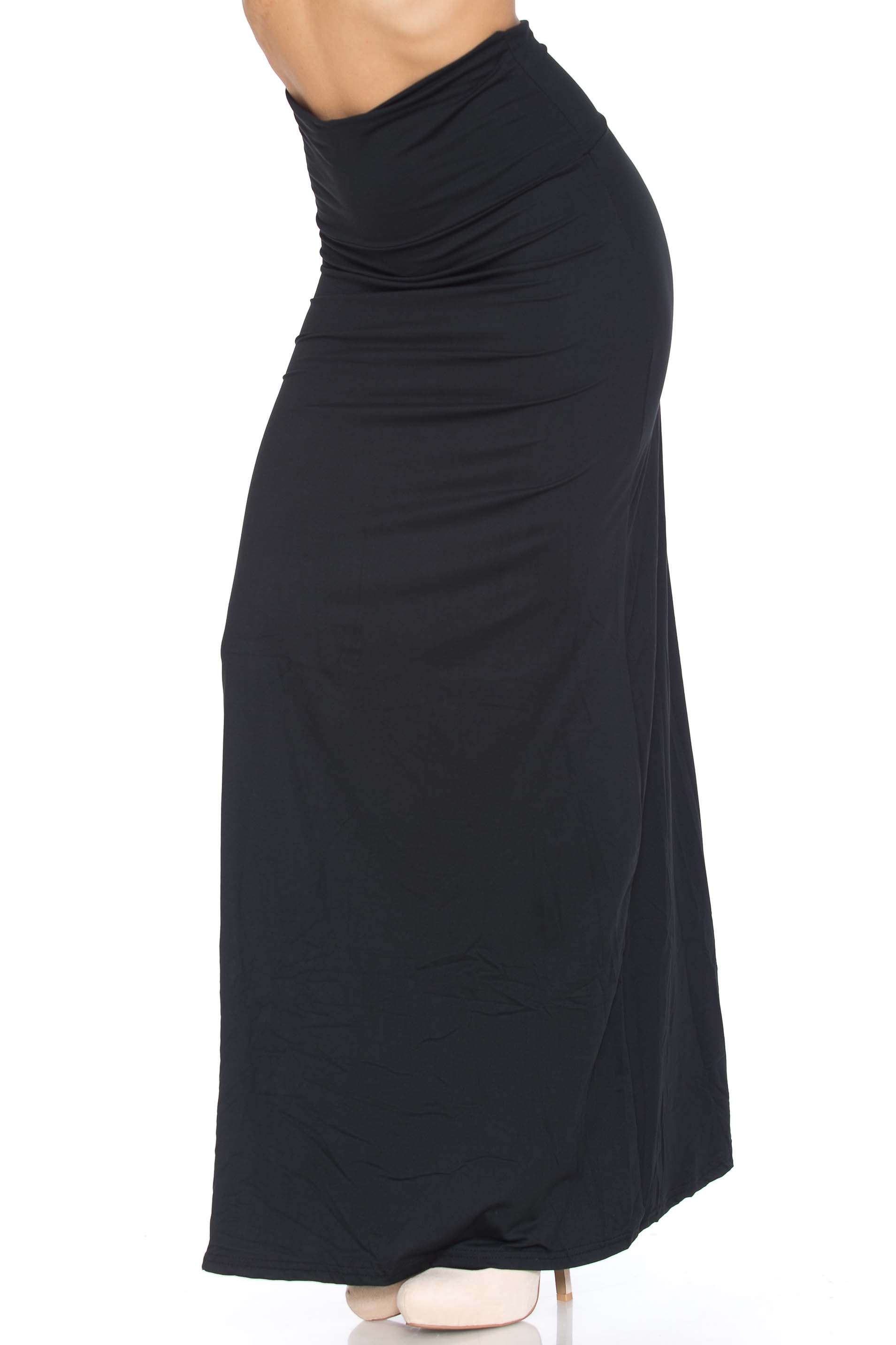 Buttery Smooth Solid Black Maxi Skirt | USA Fashion