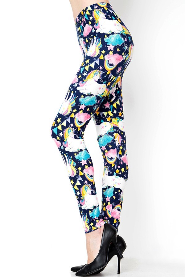 Buttery Smooth Rainbow Unicorn Celebration Extra Plus Size Leggings - 3X - 5X