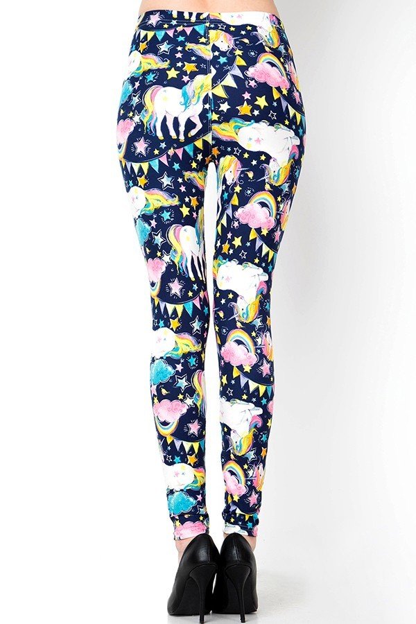 Buttery Smooth Rainbow Unicorn Celebration Extra Plus Size Leggings - 3X - 5X