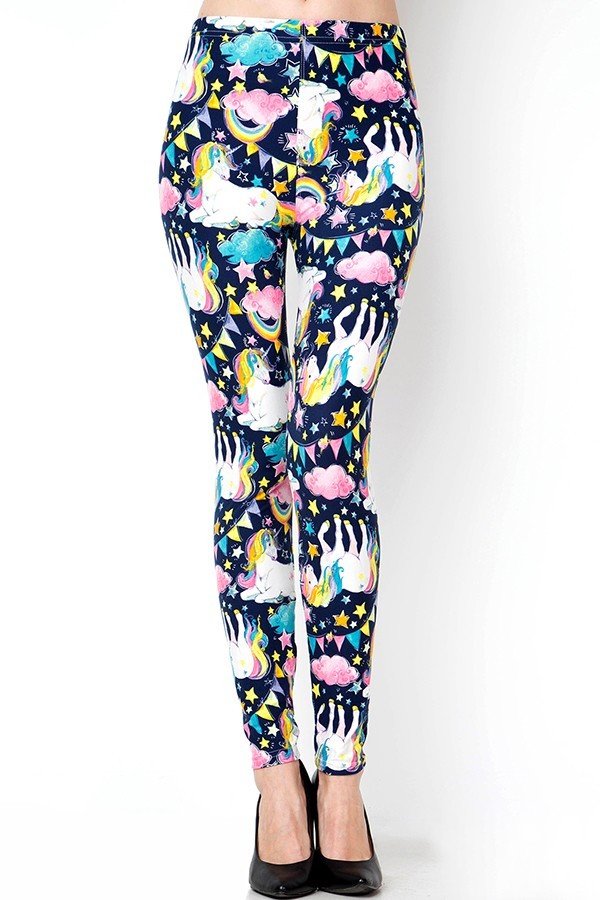 Buttery Smooth Rainbow Unicorn Celebration Extra Plus Size Leggings - 3X - 5X