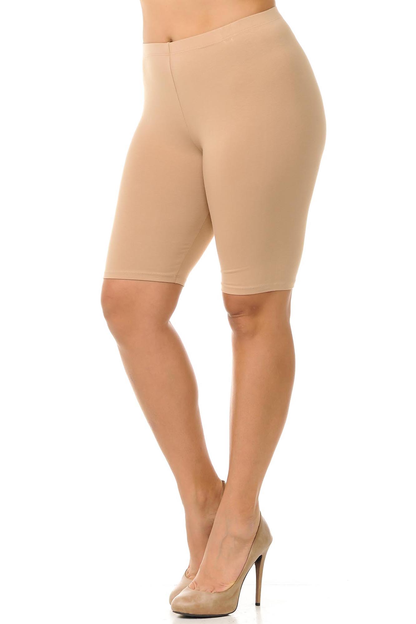 USA Basic Cotton Plus Size Thigh Shorts - Bermuda Cut