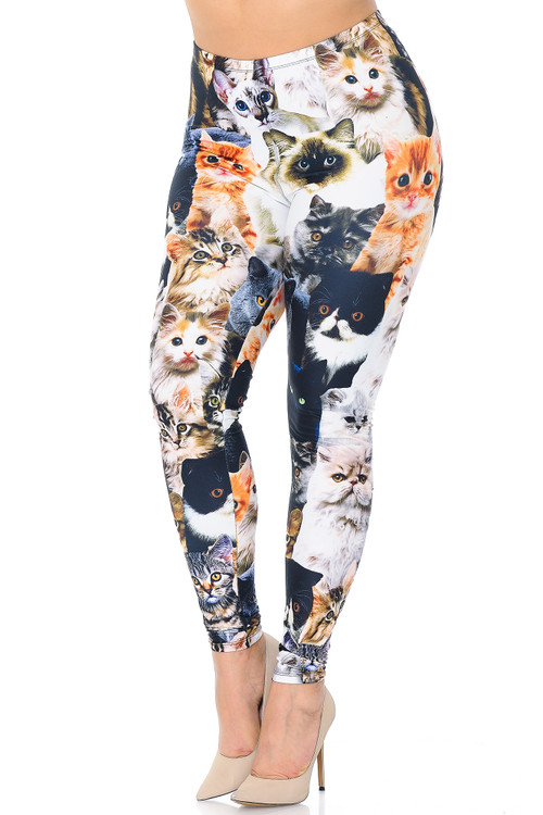 High Waist Leggings – Black Cat Pattern