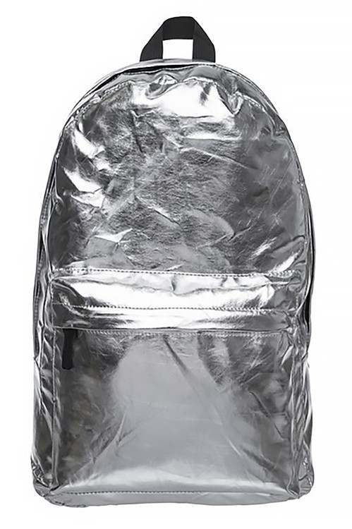 Shiny Silver Metallic Backpack | USA Fashion