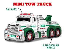 Miniature Tow Truck with 39 lights and 6 free-rolling wheels