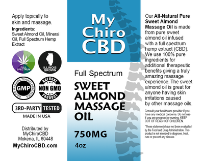 750mg Full Spectrum Sweet Almond Massage Oil 750mg Full Spectrum Sweet Almond Massage Oil