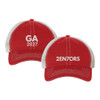 Red/Stone Cotton Washed Twill Snapback Trucker Cap