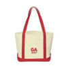 Natural Heavyweight Cotton Canvas Red Trim Open Top Tote Bag