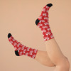 "GA2027" Red All-Over Print Polyester/Nylon Stretch Socks