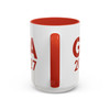 15oz. White With Red Accent Ceramic Coffee Mug