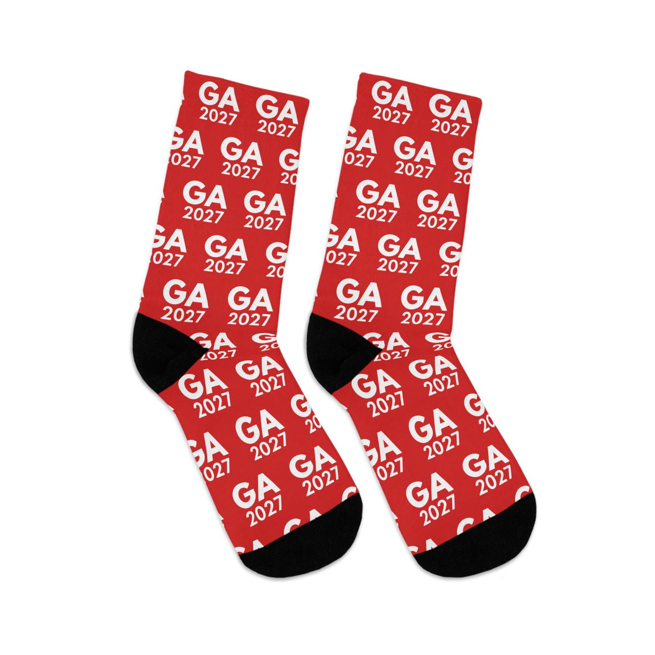 "GA2027" Red All-Over Print Polyester/Nylon Stretch Socks