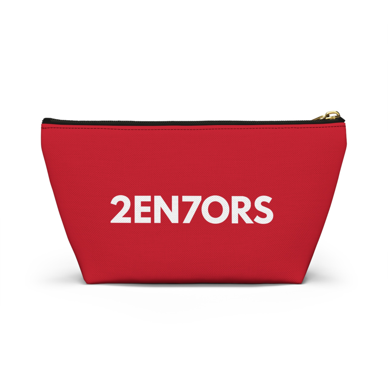 Red Zippered Makeup & Accessory T-Bottom Bag