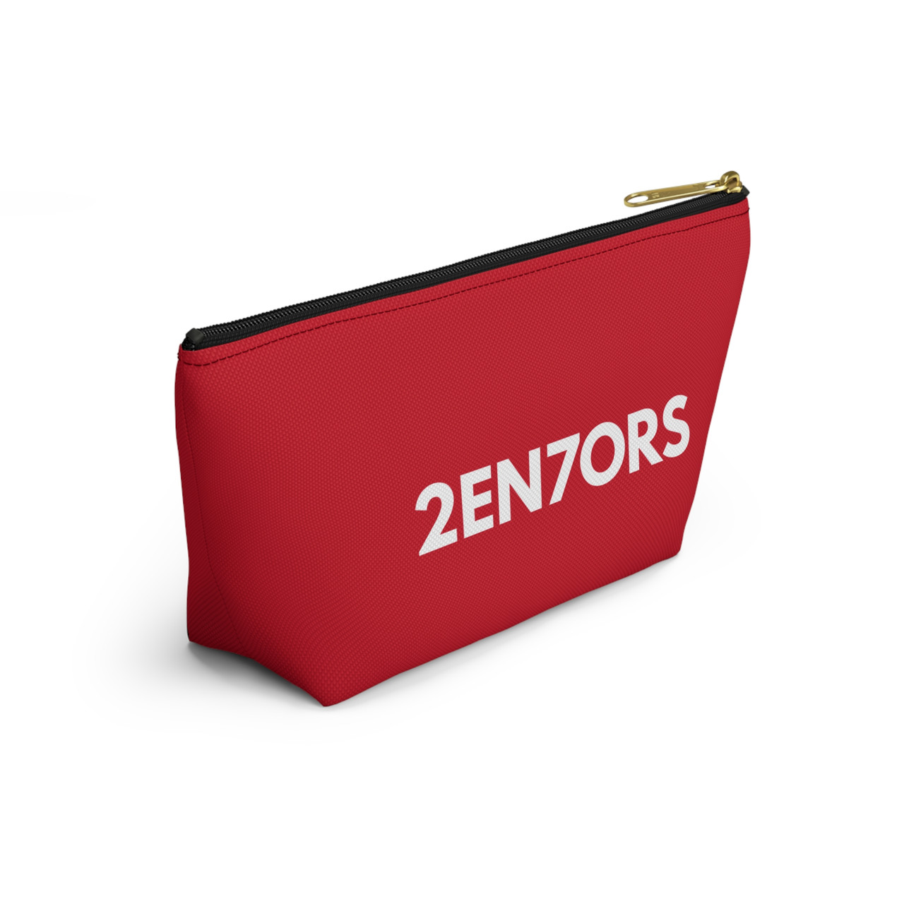 Red Zippered Makeup & Accessory T-Bottom Bag
