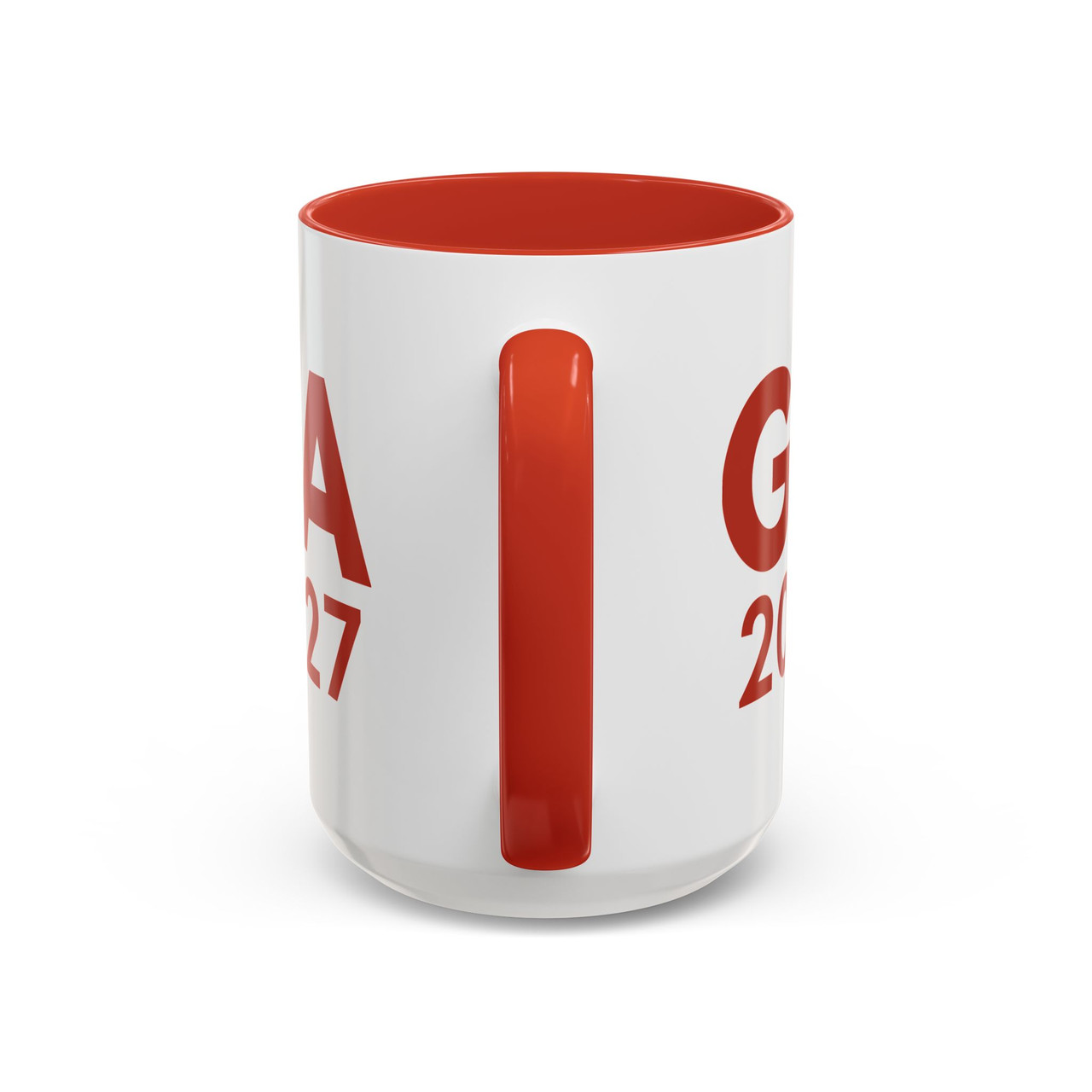 15oz. White With Red Accent Ceramic Coffee Mug