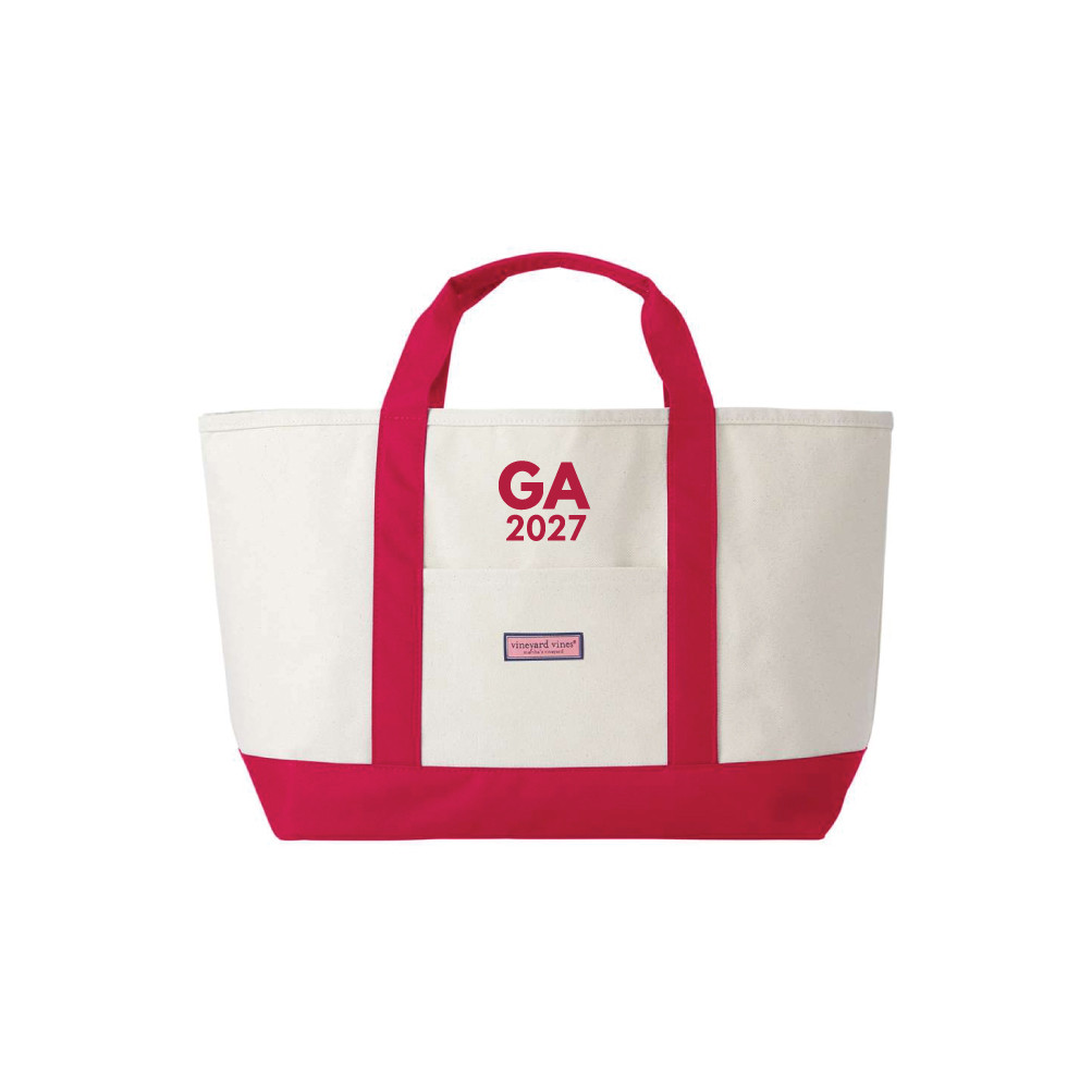 Vineyard Vines Heavyweight Cotton Canvas Red Trim Tote Bag