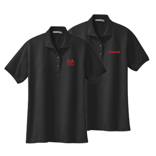 LADIES FIT Black 65/35 Silk Touch Pique Polo