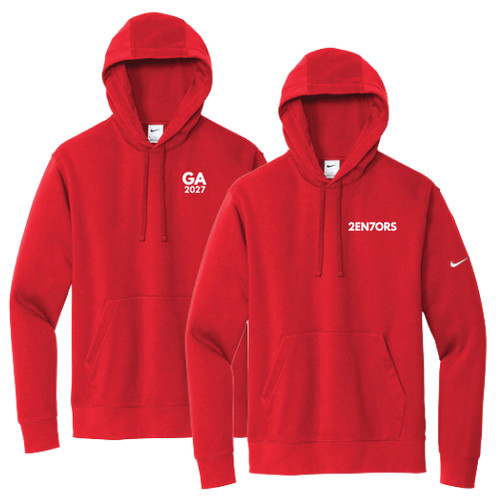 UNISEX Red Nike Club Fleece Swoosh Pullover Hoodie