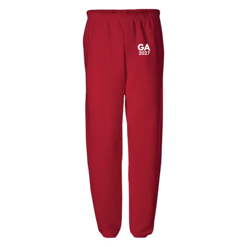 UNISEX Red 8 oz 50/50 Embroidered Elastic Bottom Sweatpants