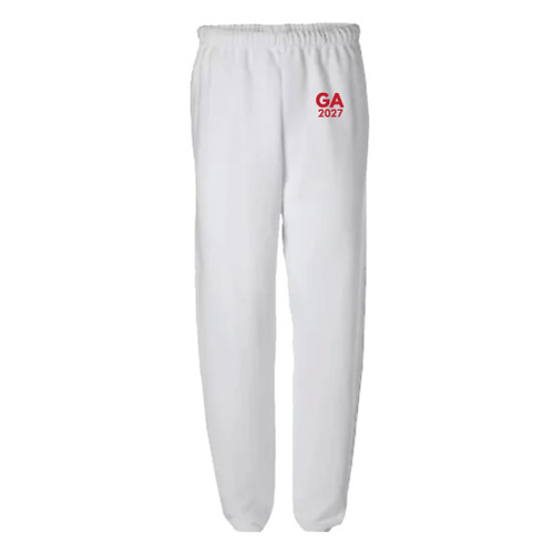 UNISEX White 8 oz 50/50 Embroidered Elastic Bottom Sweatpants