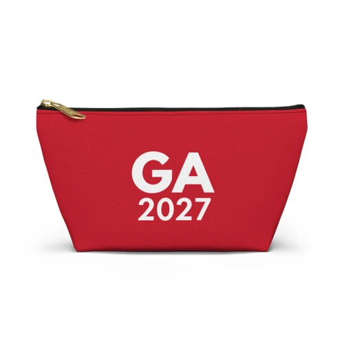 Red Zippered Makeup & Accessory T-Bottom Bag